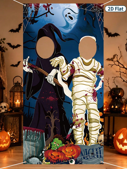 Halloween Ghost Mummy Photo Backdrop Banner