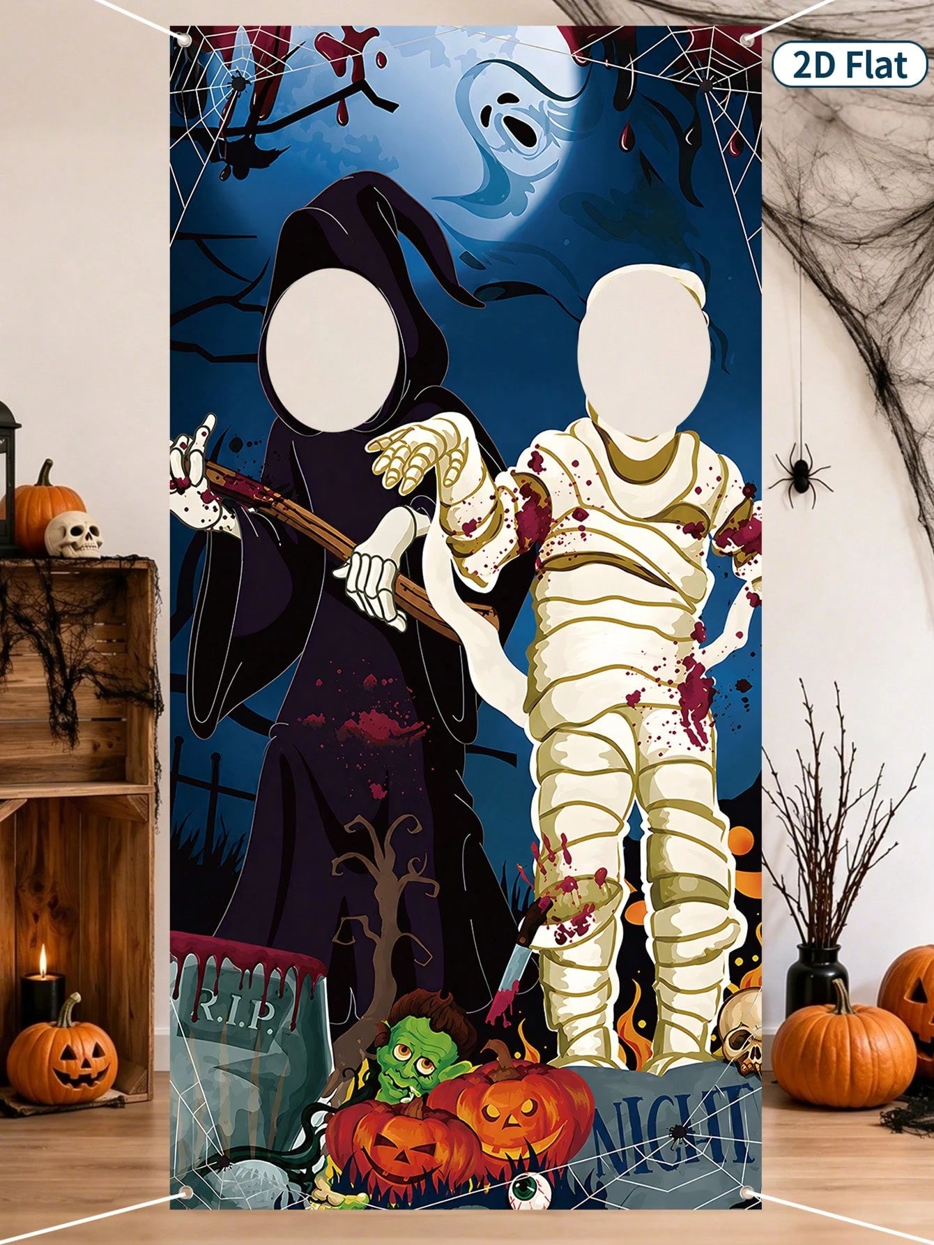Halloween Ghost Mummy Photo Backdrop Banner