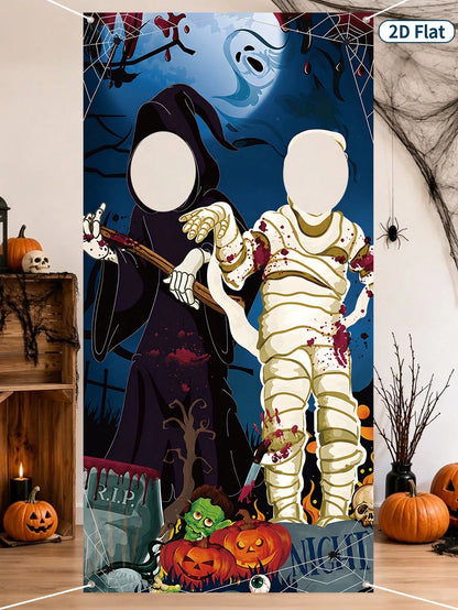 Halloween Ghost Mummy Photo Backdrop Banner
