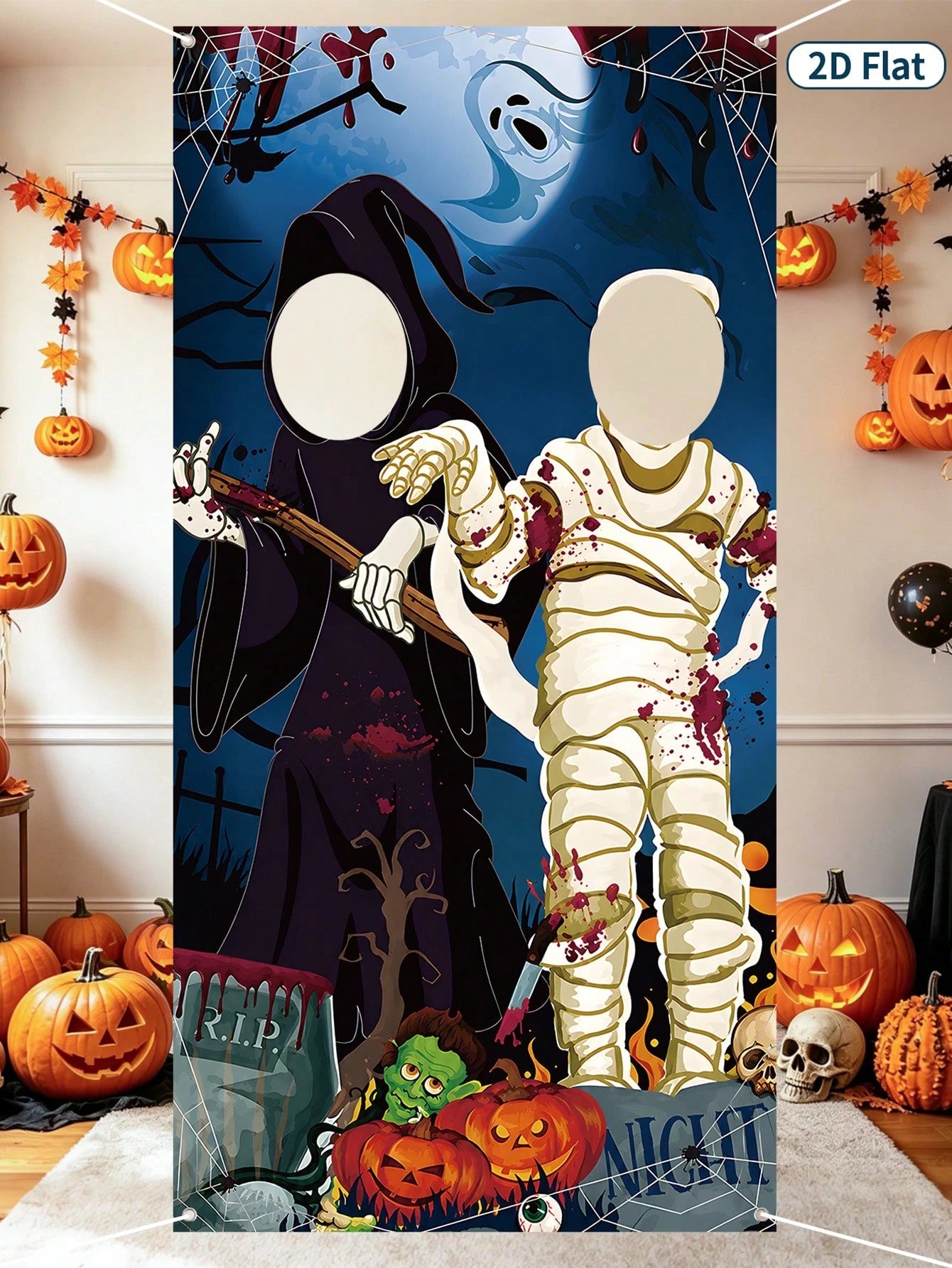 Halloween Ghost Mummy Photo Backdrop Banner