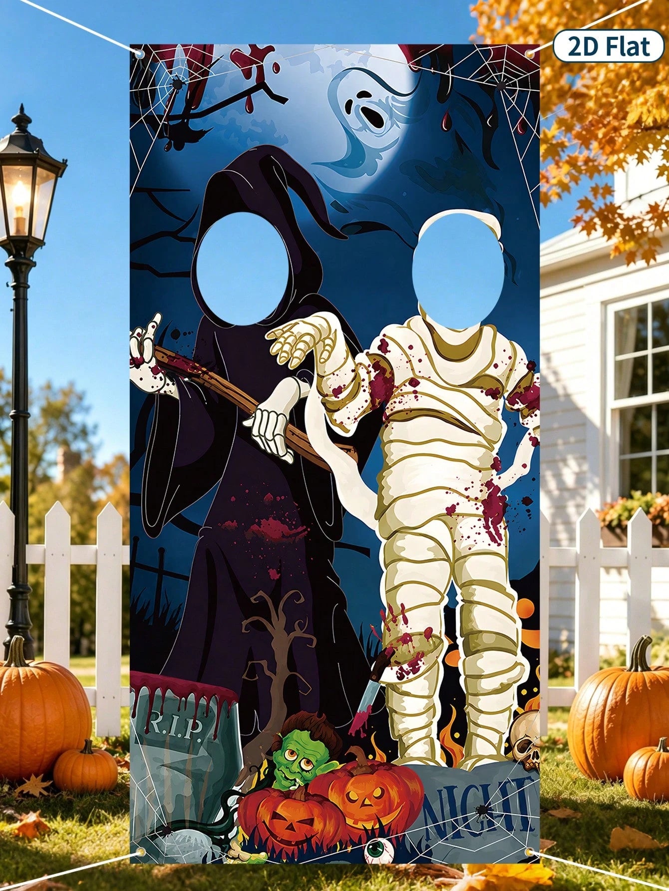 Halloween Ghost Mummy Photo Backdrop Banner