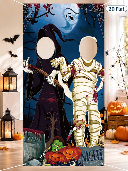 Halloween Ghost Mummy Photo Backdrop Banner