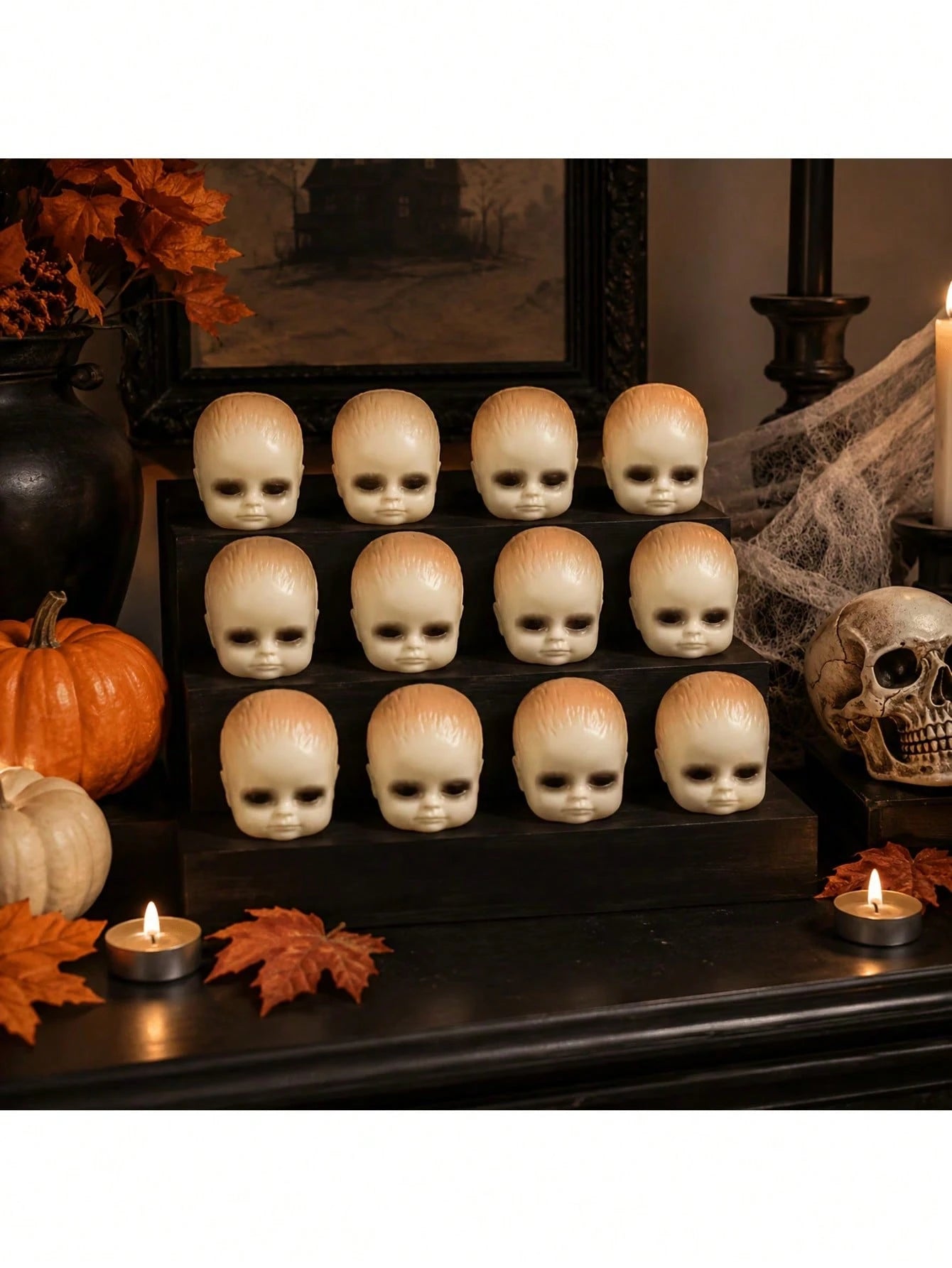 Halloween Plastic Skulls Set Spooky Party Decor