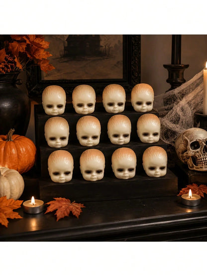 Halloween Plastic Skulls Set Spooky Party Decor