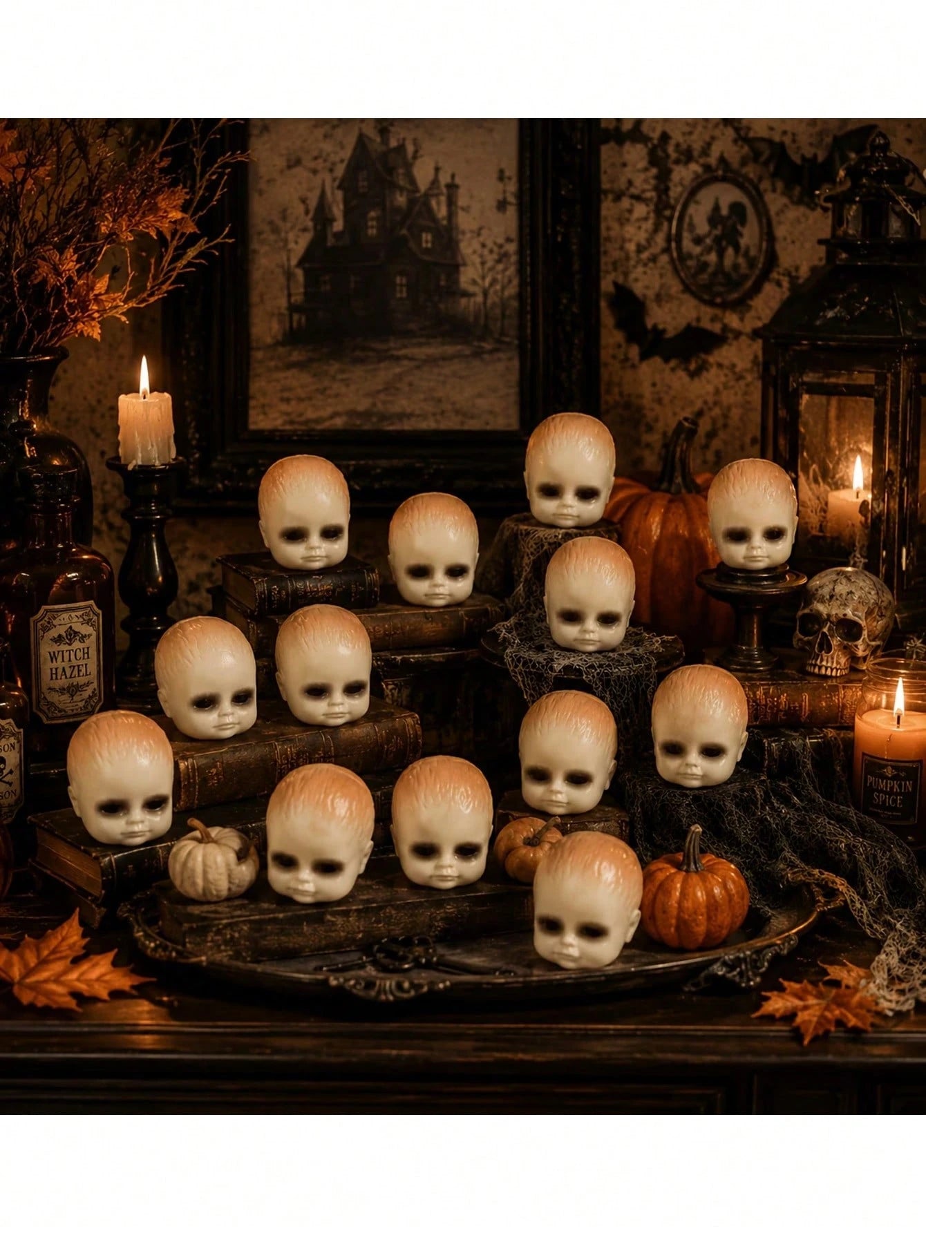 Halloween Plastic Skulls Set Spooky Party Decor