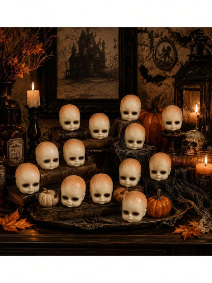 Halloween Plastic Skulls Set Spooky Party Decor