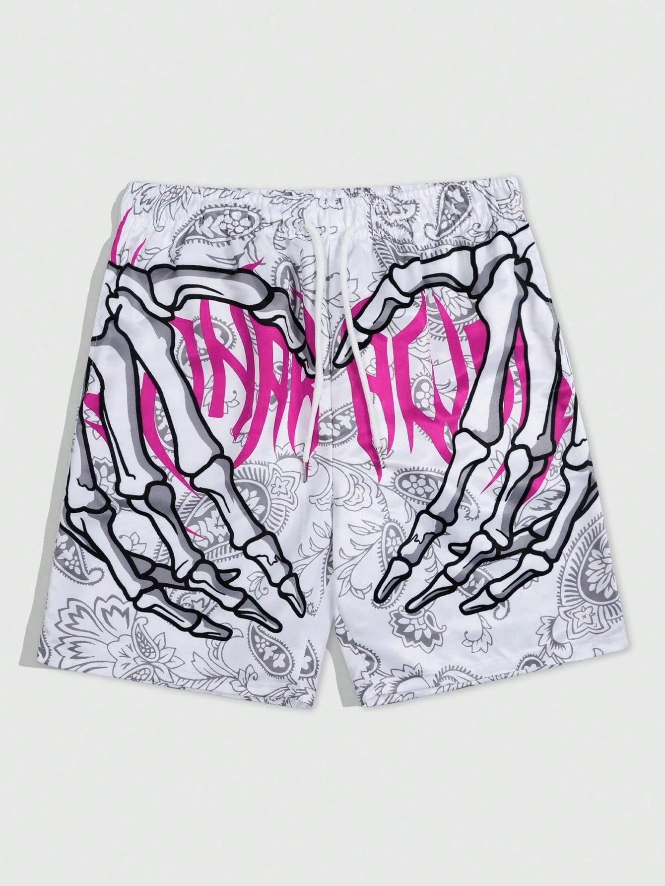 Men's Goth Letter Skull Print Beach Shorts