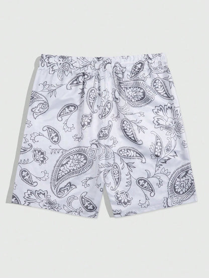 Men's Goth Letter Skull Print Beach Shorts