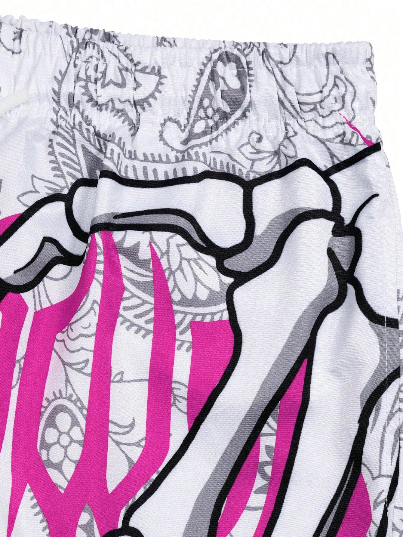 Men's Goth Letter Skull Print Beach Shorts