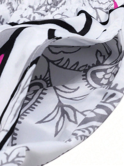 Men's Goth Letter Skull Print Beach Shorts