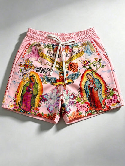 Men's Oil Painting Print Summer Sweat Shorts