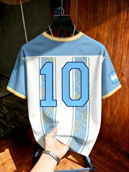 Argentina No 10 Sun Print Soccer Jersey Tee