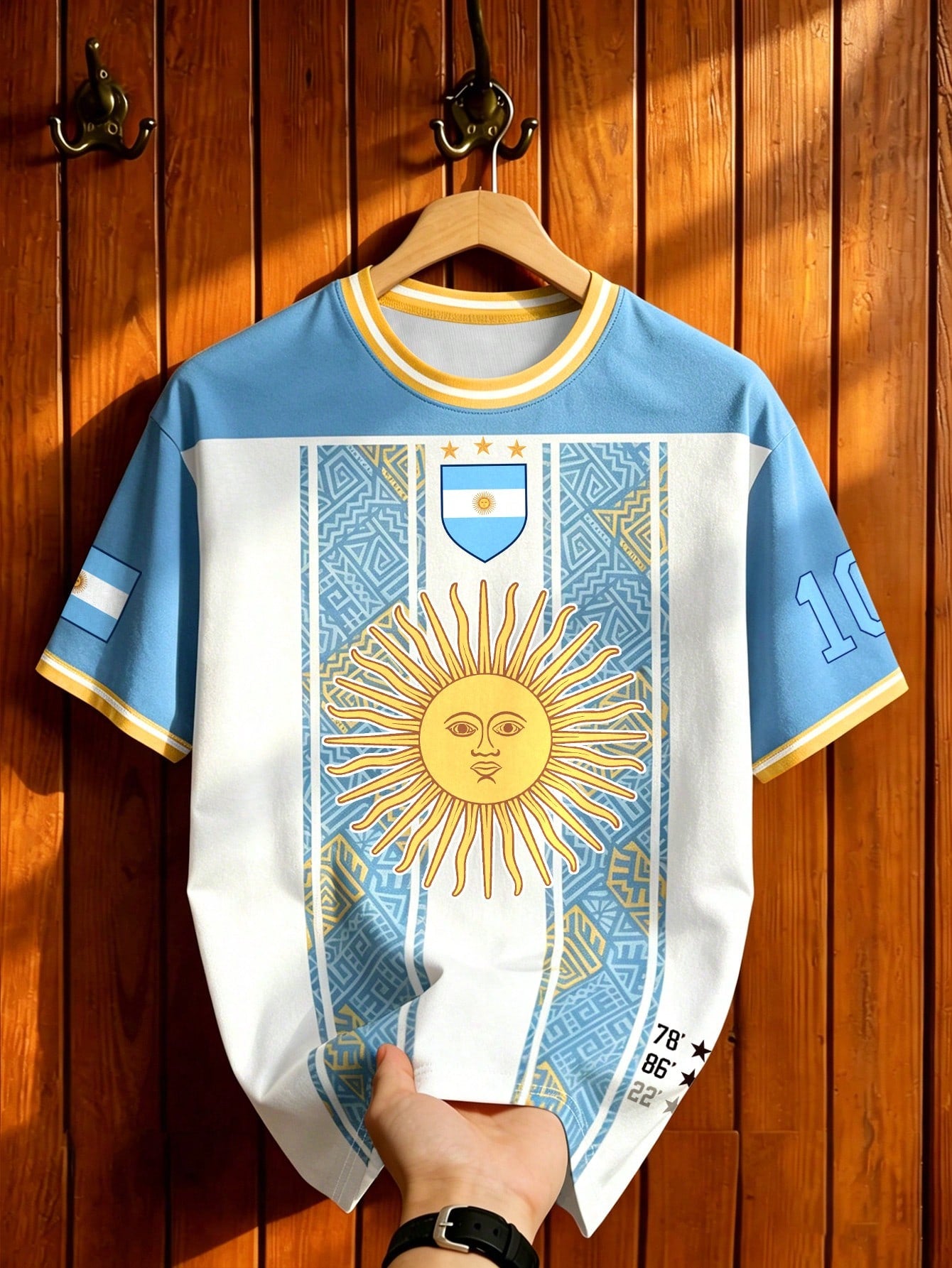 Argentina No 10 Sun Print Soccer Jersey Tee