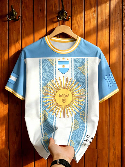 Argentina No 10 Sun Print Soccer Jersey Tee