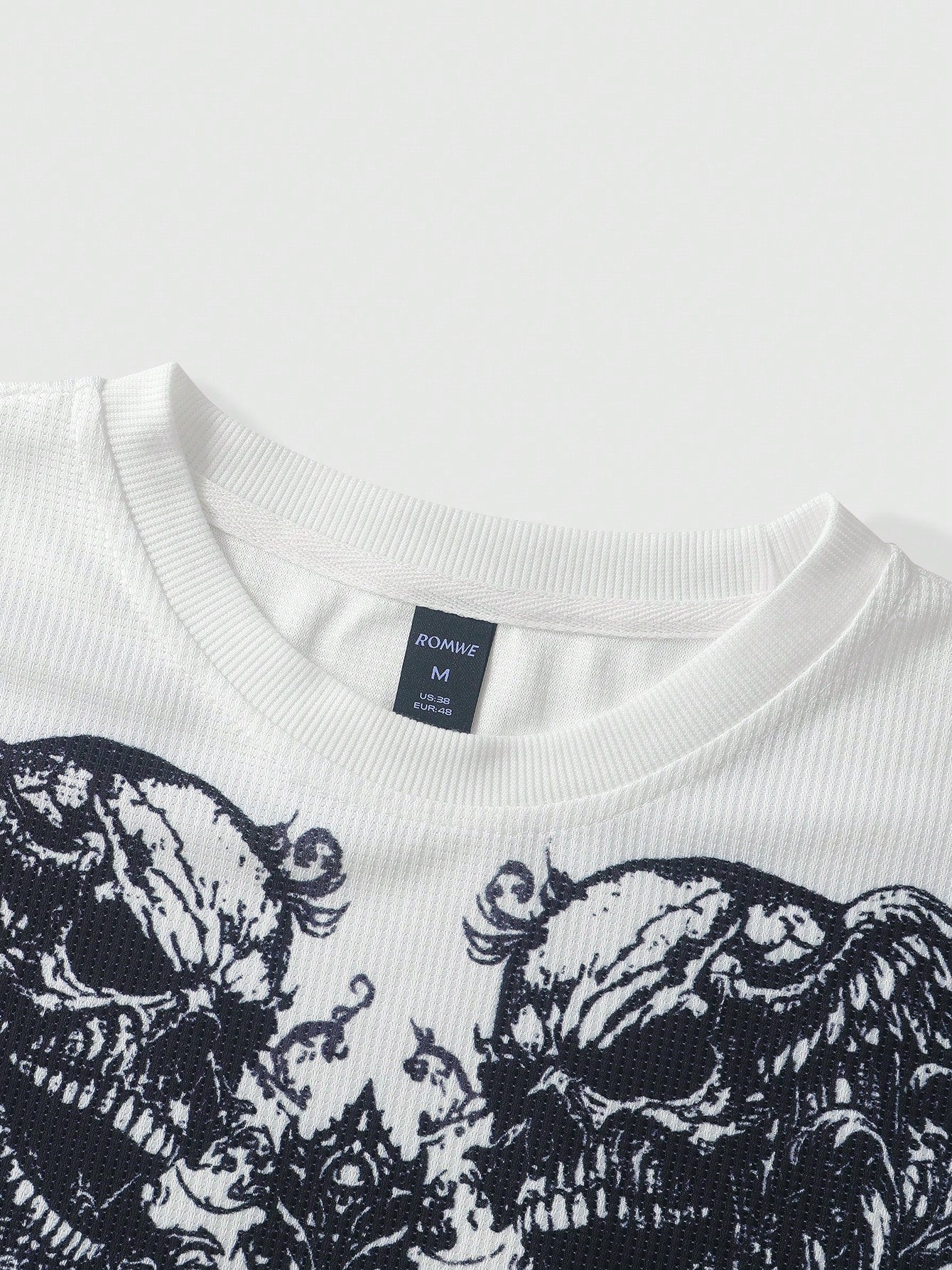 Men Street Life Skull Print Round Neck T-Shirt