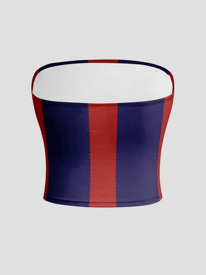 Women Y2K Spanish Flag Bandeau Top