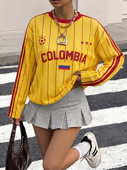 Colombia Retro Long Sleeve Women's Football Jersey