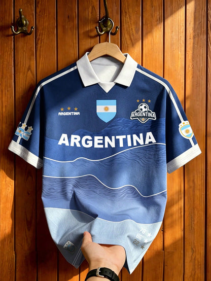 Vintage Gradient Wave Polo Shirt