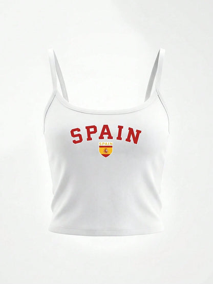 Spain World Cup Y2K Slim Knit Fan Crop Top