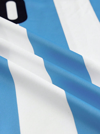 Men Colorblock Letter Print Polo Shirt