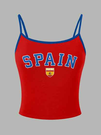 Spain Letter Graphic Y2K Camisole Tank Top