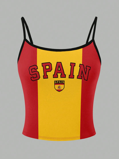 Spain Letter Graphic Y2K Camisole Tank Top