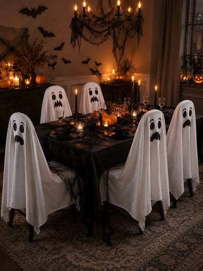Halloween Ghost Chair Cover White Spooky Decor