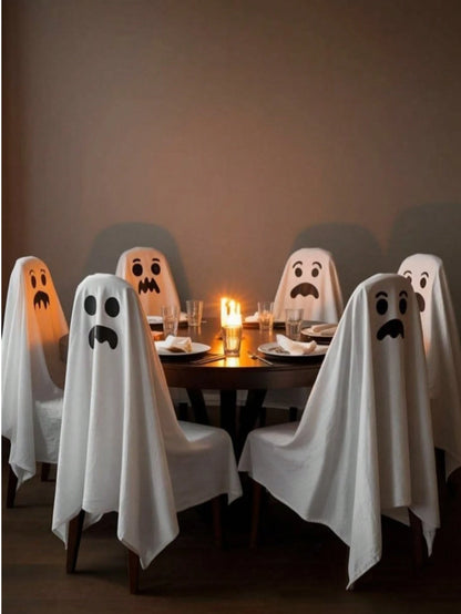 Halloween Ghost Chair Cover White Spooky Decor