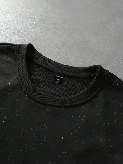 Men Glitter Sequin Print Loose Long Sleeve T-Shirt