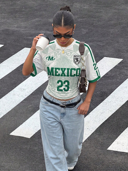 Mexico Soccer Jersey Ruched Batwing Tee