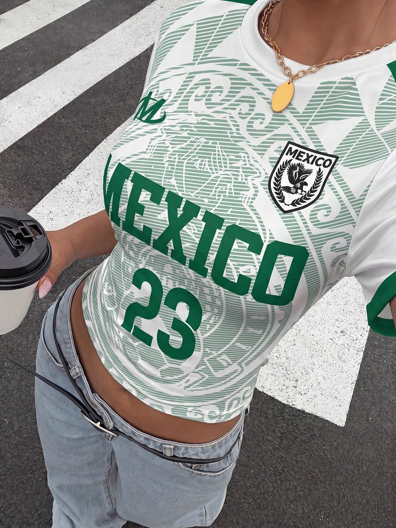 Mexico Soccer Jersey Ruched Batwing Tee