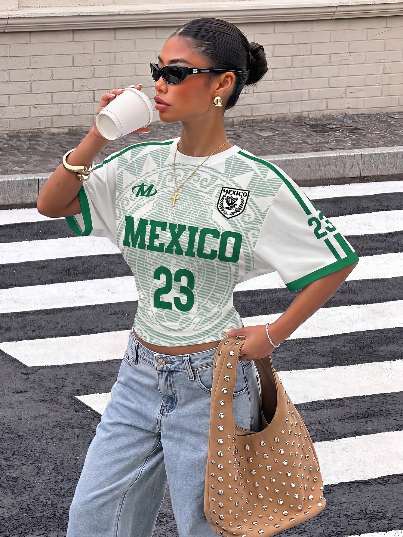 Mexico Soccer Jersey Ruched Batwing Tee