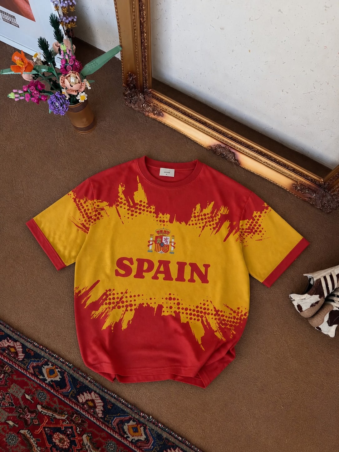 Men's Spain Flag Gradient Loose Fit Streetwear Tee