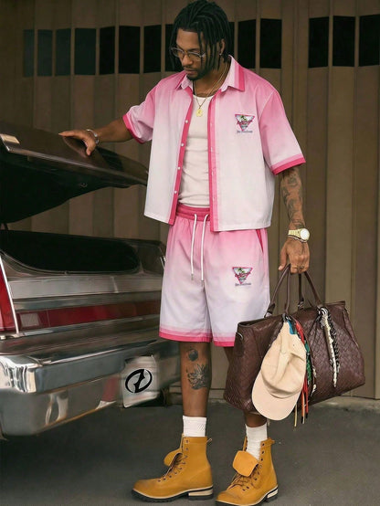 Men's Ombre Polo Shirt and Shorts Set