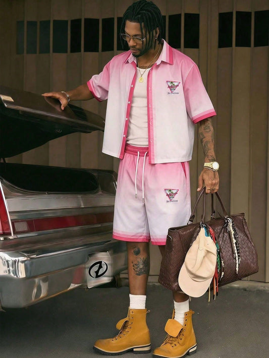 Men's Ombre Polo Shirt and Shorts Set