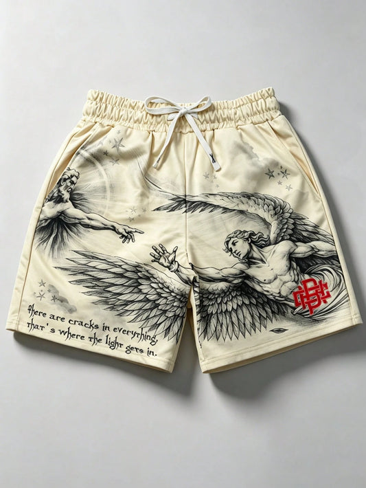 Oil Painting Digital Print Men Casual Shorts
