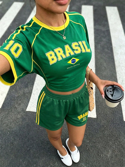 Brazil Flag World Cup Loose Fit Jersey Tee Top