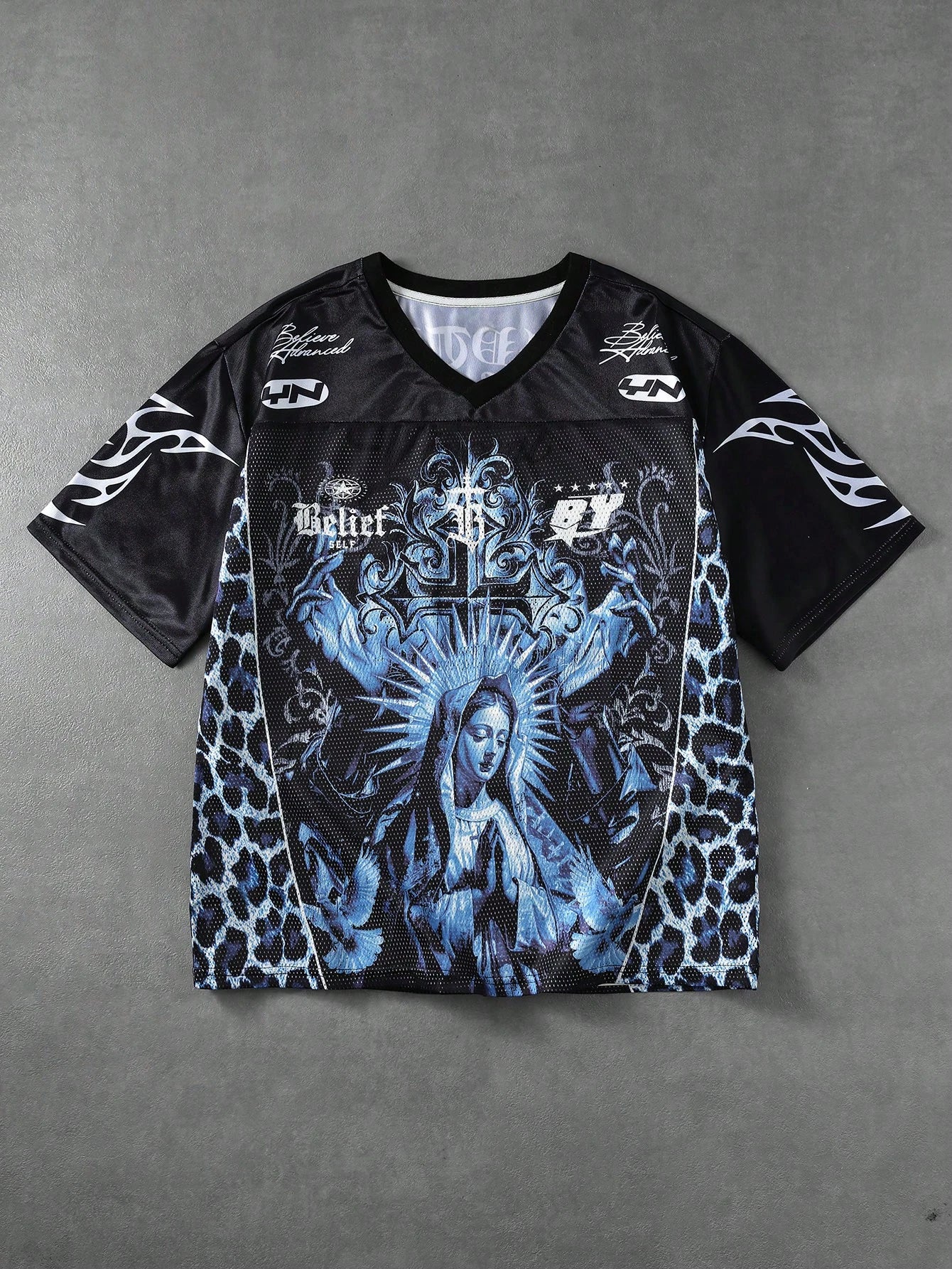 Men Mesh Patchwork Sports Short Sleeve Jersey