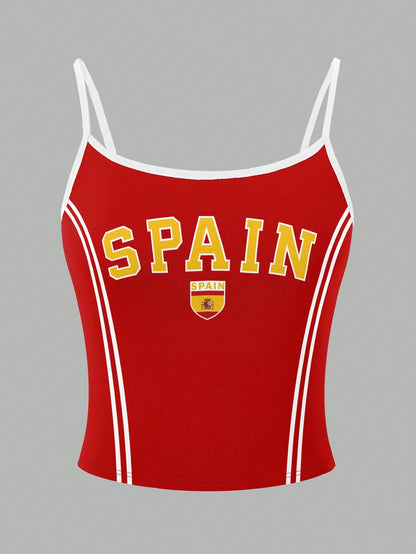 Women Y2K Spain Letter Graphic Camisole Top
