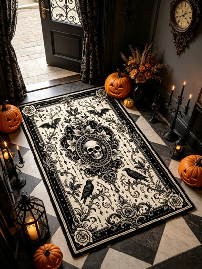 Vintage Skull Hallway Runner Rug Carpet