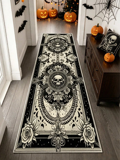 Vintage Skull Hallway Runner Rug Carpet