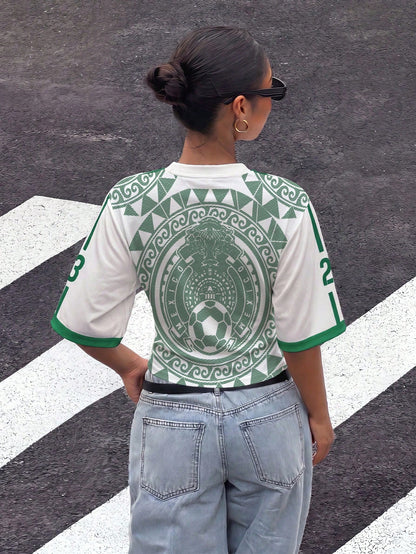 Mexico Soccer Jersey Ruched Batwing Tee
