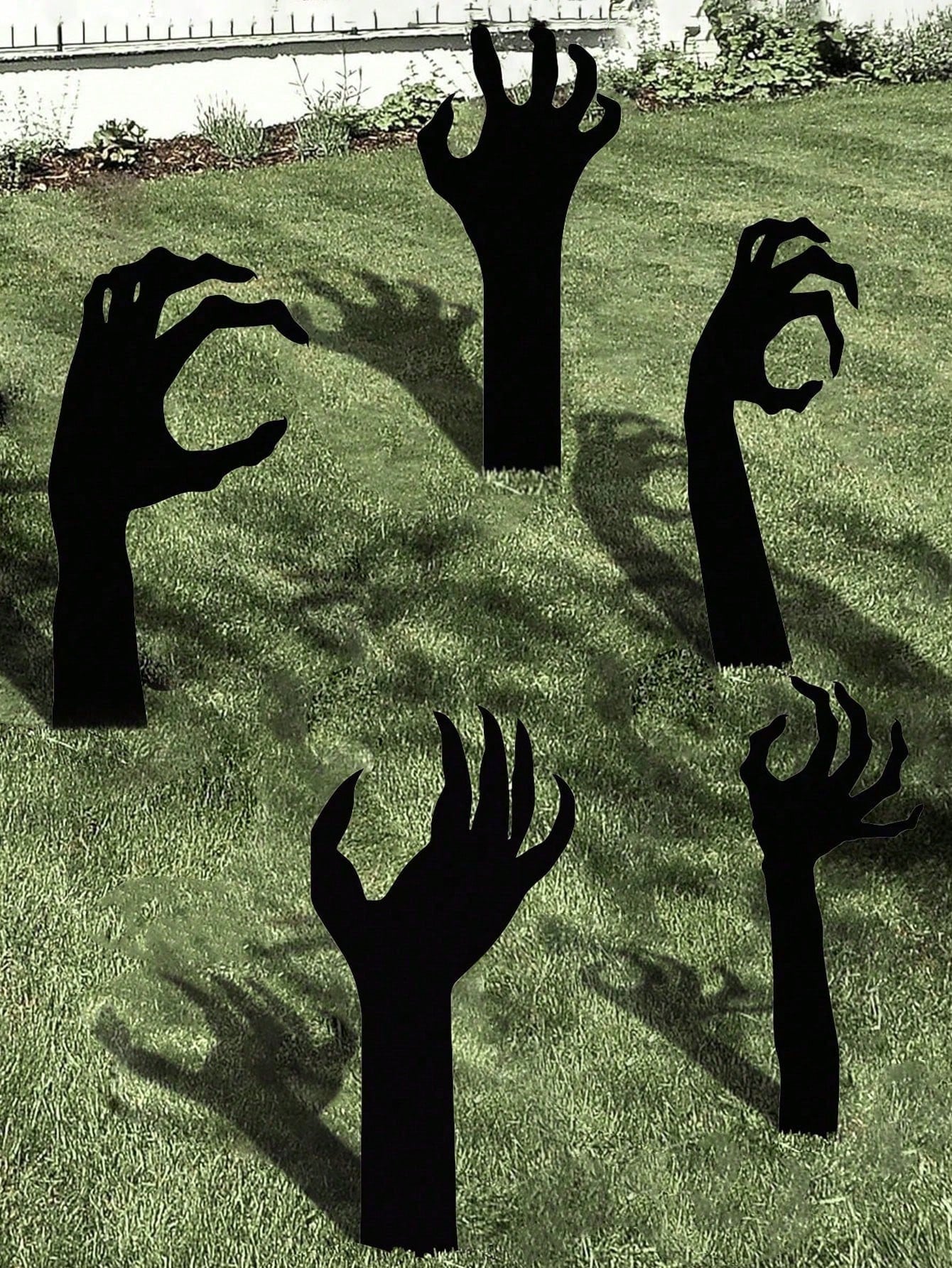 5Pcs Halloween Black Hand Yard Stakes Outdoor Decor