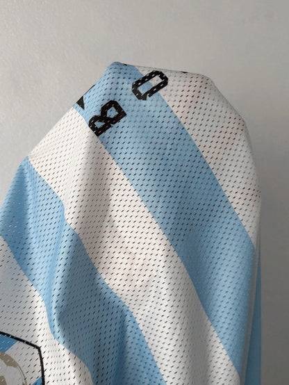 Unisex Blue Striped V Neck Sporty Jersey