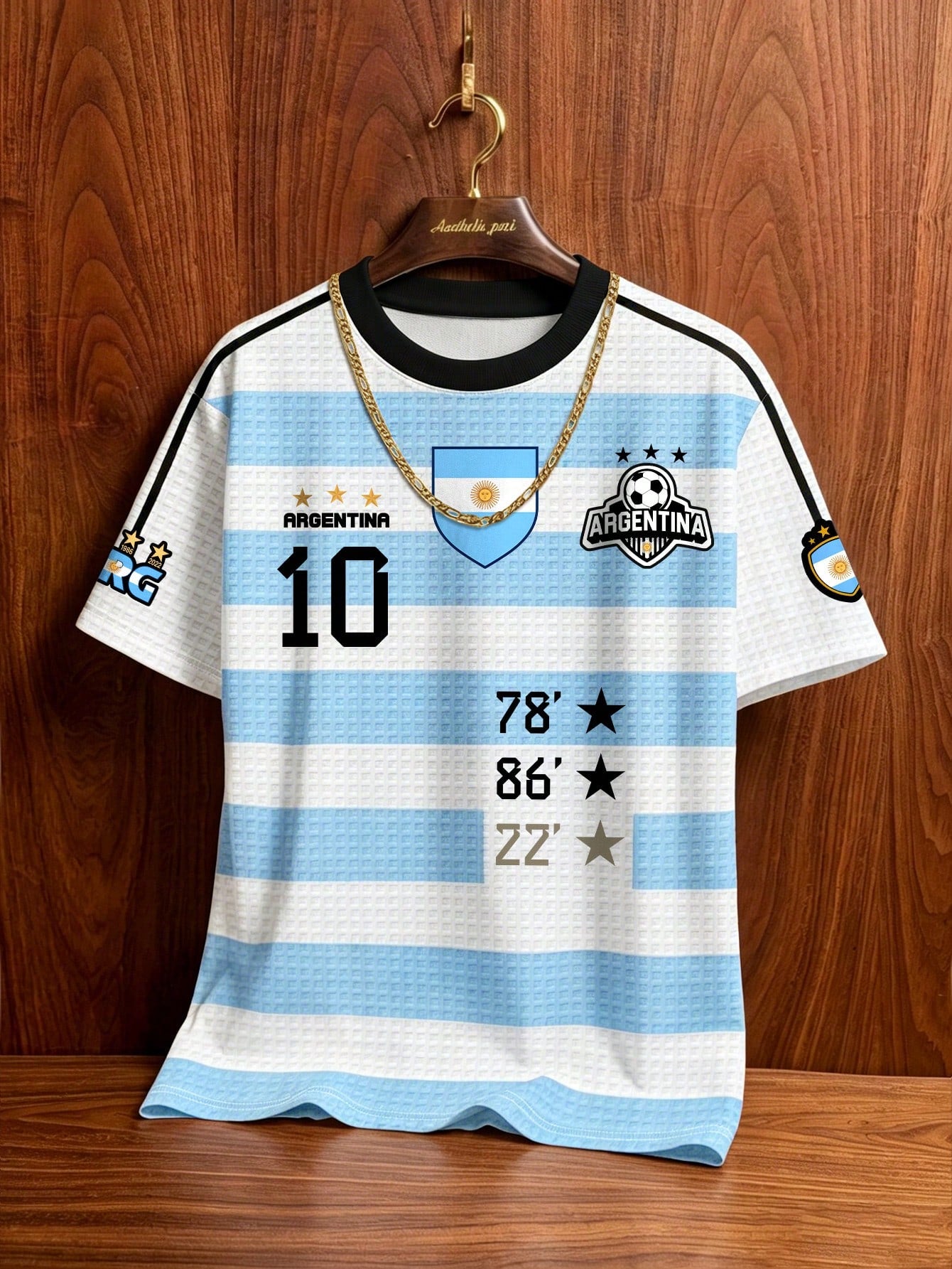 Men Retro Argentine Striped Football Jersey