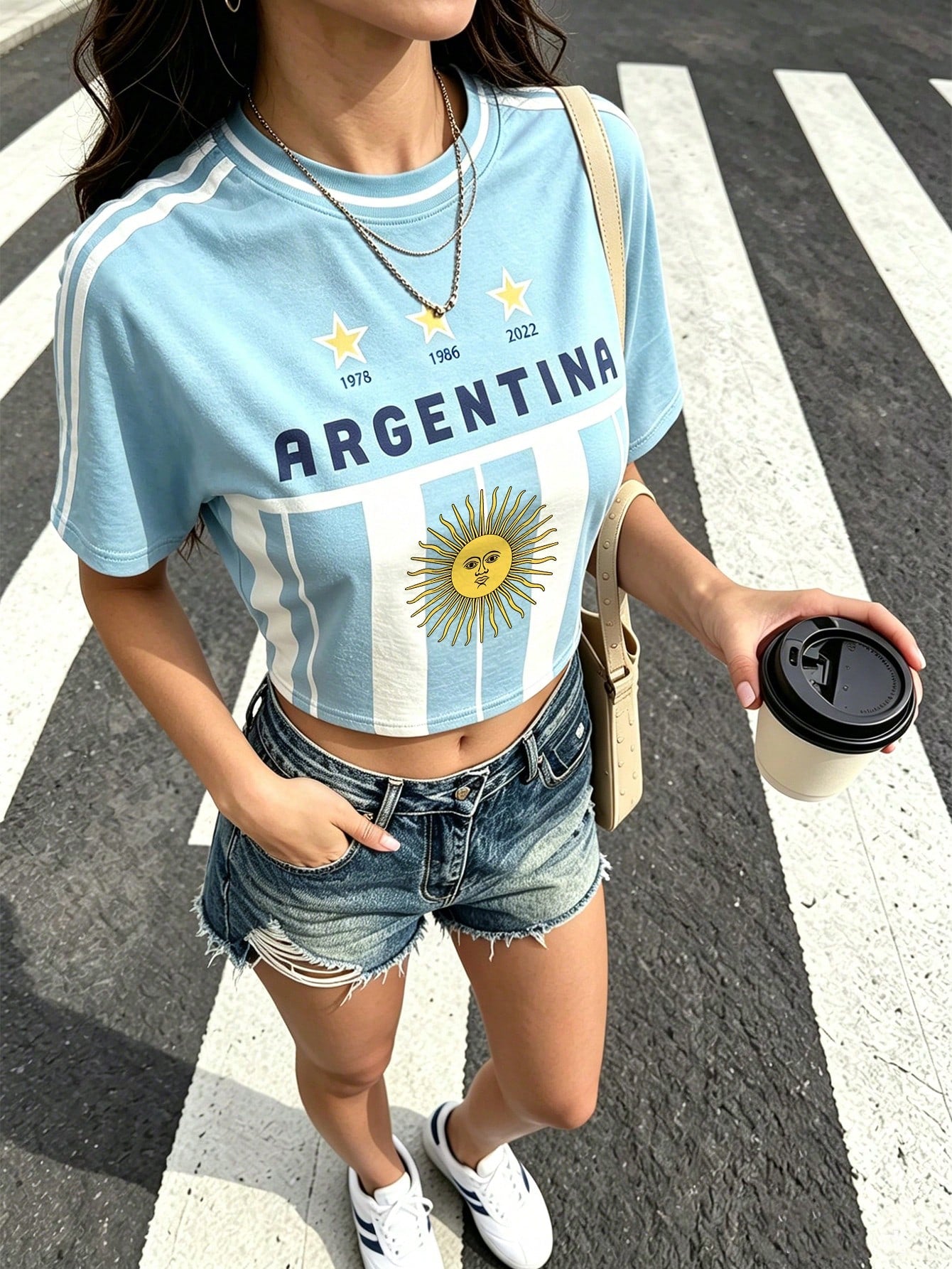 Argentina Teal Slim Fit Round Neck T-Shirt