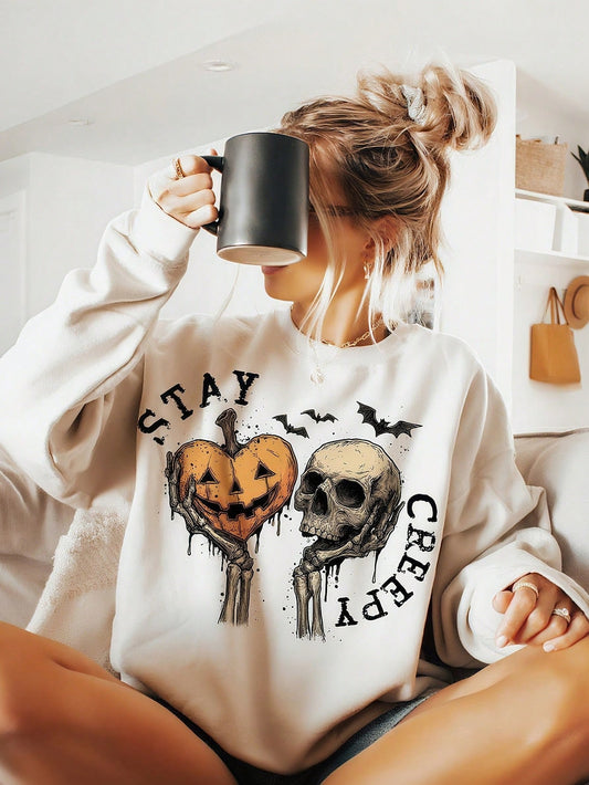 Women's Skeleton Graphic Halloween Sweatshirt