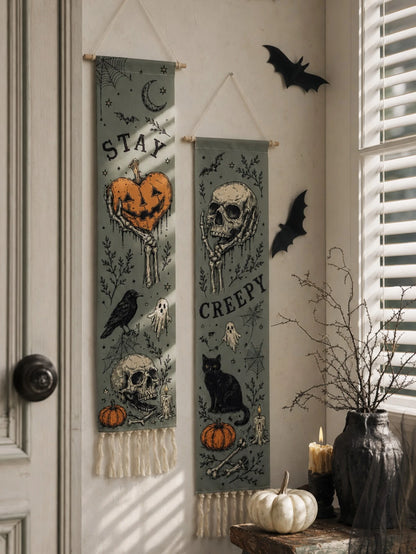 Gothic Halloween Vertical Wall Tapestry Banner