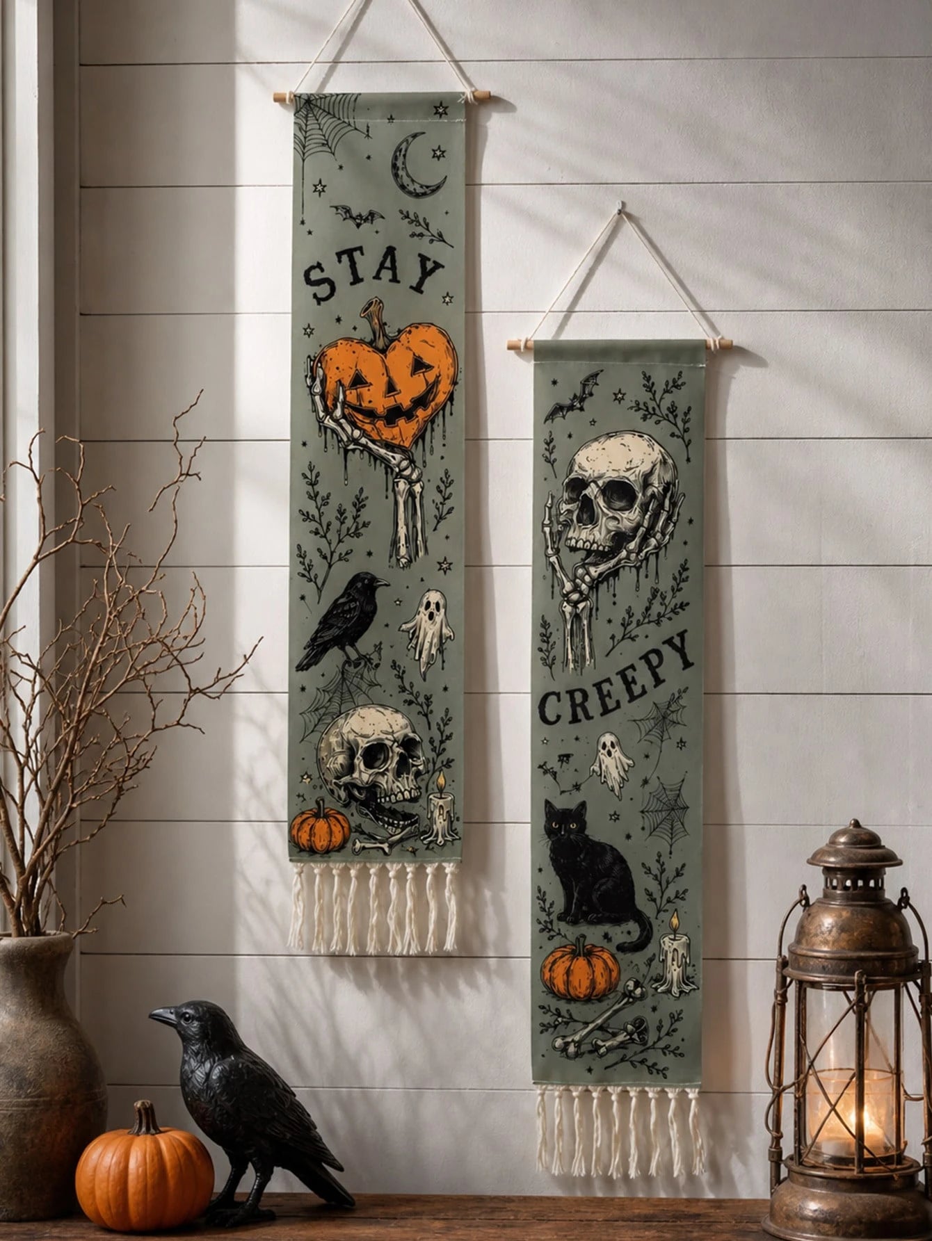 Gothic Halloween Vertical Wall Tapestry Banner