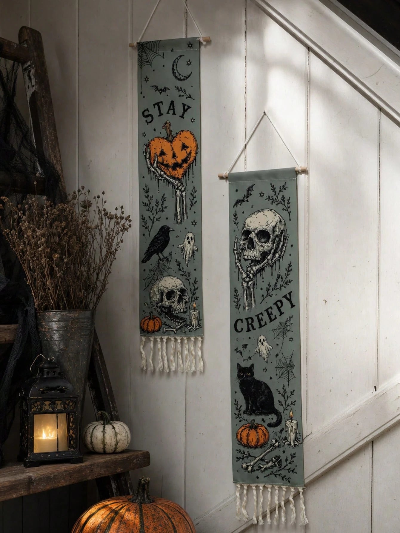 Gothic Halloween Vertical Wall Tapestry Banner